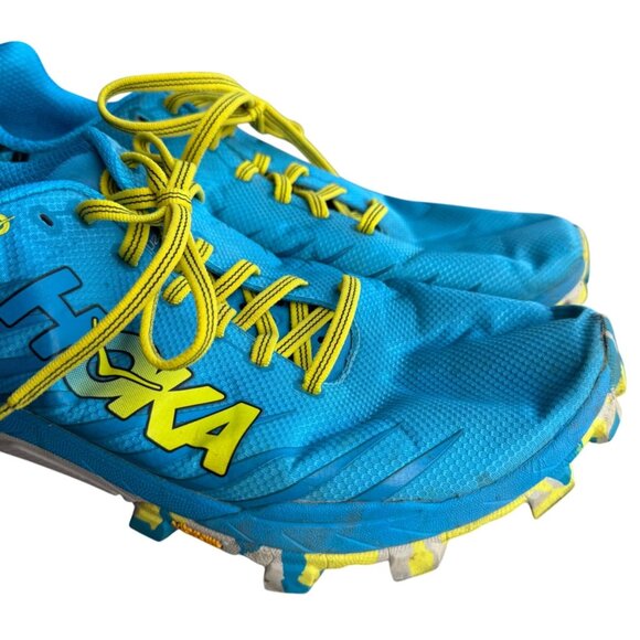 Hoka One One Evo Jawz Vibram Trail Running Shoes Size 9.5 M Blue & Yellow - Picture 7 of 14
